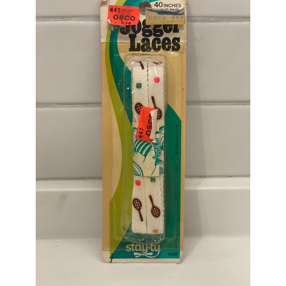 Vtg Tennis Jogger Laces Sports Racquet Stay-Ty‎ 40 in New Old Stock Sealed 1981